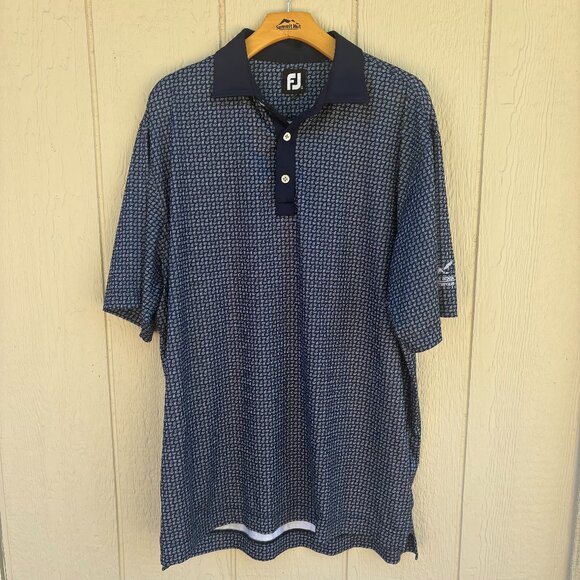 FootJoy Other - Footjoy Golf Lisle Polo Shirt Men's Large Blue Paisley Stretch Comfort Summer